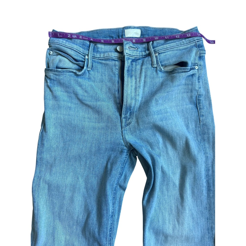 Mother The Doozy Fray Jeans Knock On Wood Light Wash High Rise Flare Size 30 - Picture 7 of 11